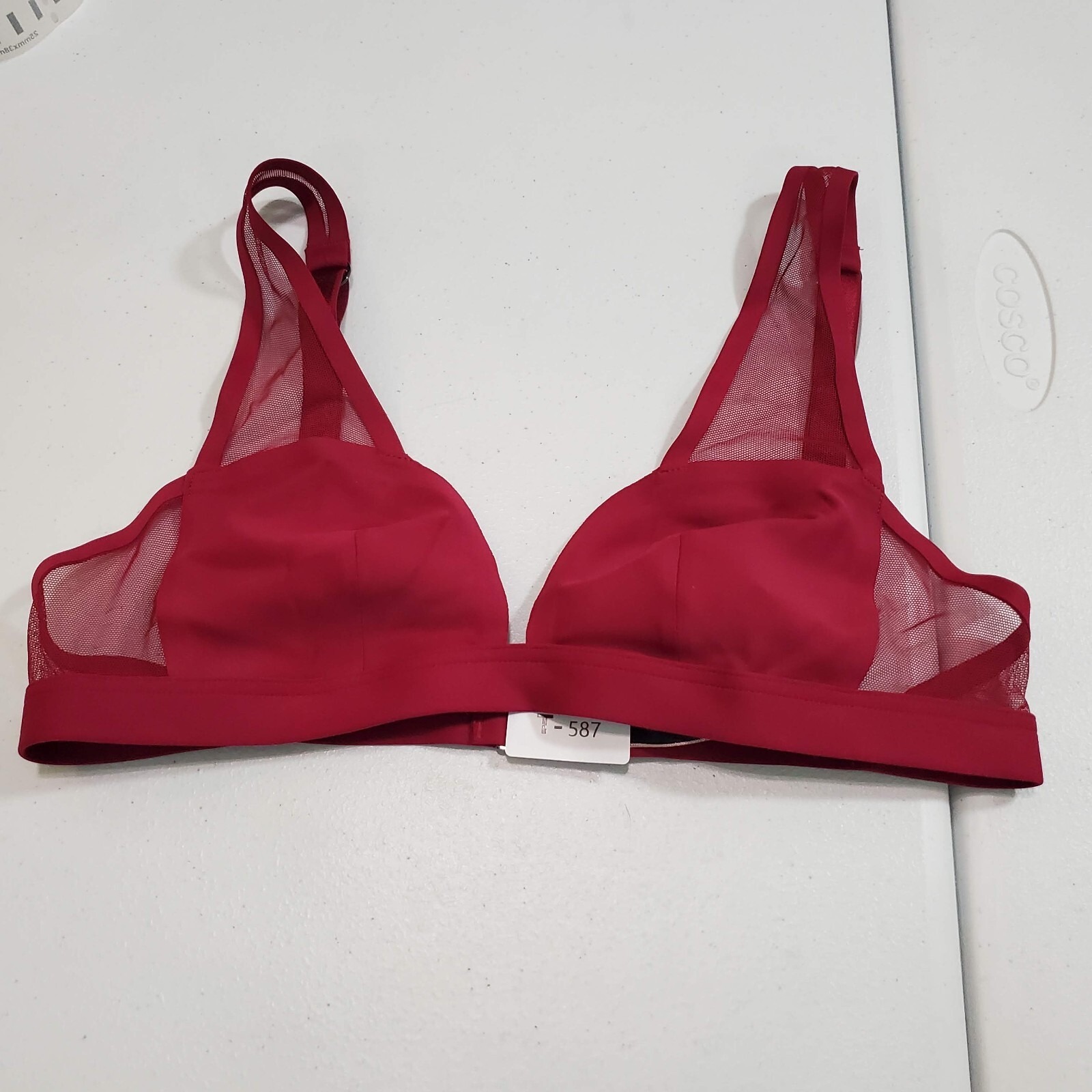Victoria Secret Women Bra Xs Red Unlined Mesh Detail Adjustable Straps Nwt